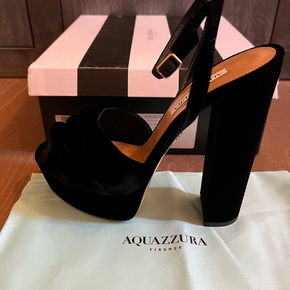 AQUAZZURA Mira velvet Platform sandals 39.9 - NEW WITH BOX - Picture 5 of 6
